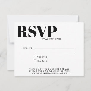 Einfache Minimalistische Schwarz-Weiß-Details RSVP Karte
