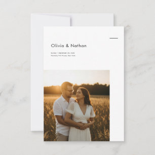 Einfache minimalistische Schwarz-Weiß-Foto-Hochzei Einladung