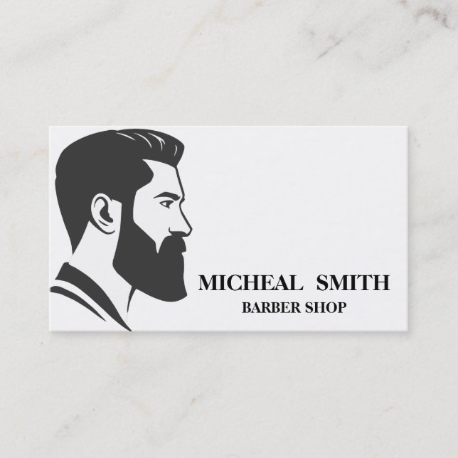 Einfache Minimalistische Schwarz-Weiß-Friseur Visitenkarte (Vorderseite)