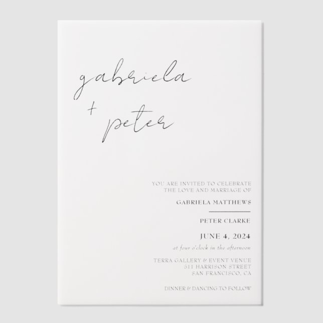 Einfache Minimalistische Schwarz-Weiß-Hochzeit (Vorderseite)