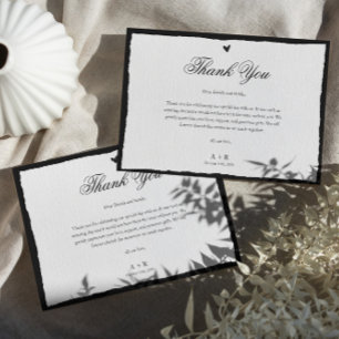 Einfache Minimalistische Schwarz-Weiß-Hochzeit Dankeskarte