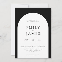 Einfache Minimalistische Schwarz-Weiß-Hochzeit Einladung