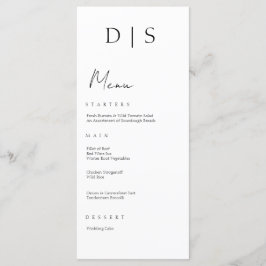 Einfache Minimalistische Schwarz-Weiß-Hochzeit Menükarte