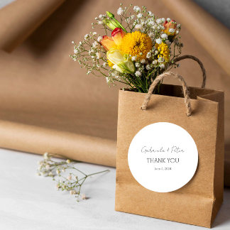 Einfache Minimalistische Schwarz-Weiß-Hochzeit Vie Runder Aufkleber