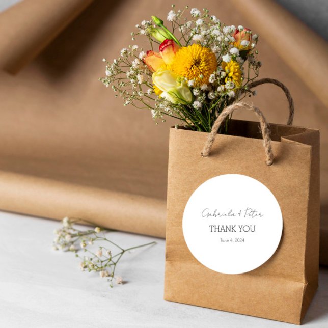 Einfache Minimalistische Schwarz-Weiß-Hochzeit Vie Runder Aufkleber (Von Creator hochgeladen)