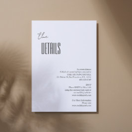 Einfache Minimalistische Schwarz-Weiß-Hochzeitsdet Begleitkarte