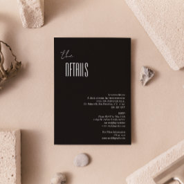 Einfache Minimalistische Schwarz-Weiß-Hochzeitsdet Begleitkarte