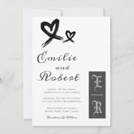 Einfache Minimalistische Schwarz-Weiß-Monogramm-Ho Einladung