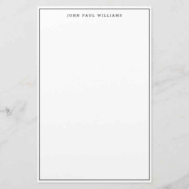 Einfache Minimalistische Schwarz-Weiß-Rahmen Briefpapier (Vorderseite)