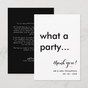 Einfache Minimalistische Schwarz-weiße Hochzeit Dankeskarte
