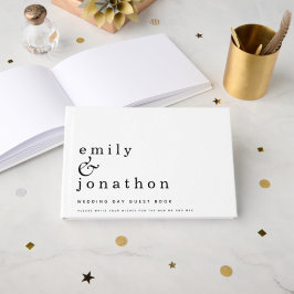 Einfache Minimalistische Schwarz-weiße Hochzeit Gästebuch