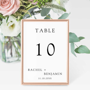 Einfache Minimalistische Schwarz-weiße Hochzeit kl Tischnummer