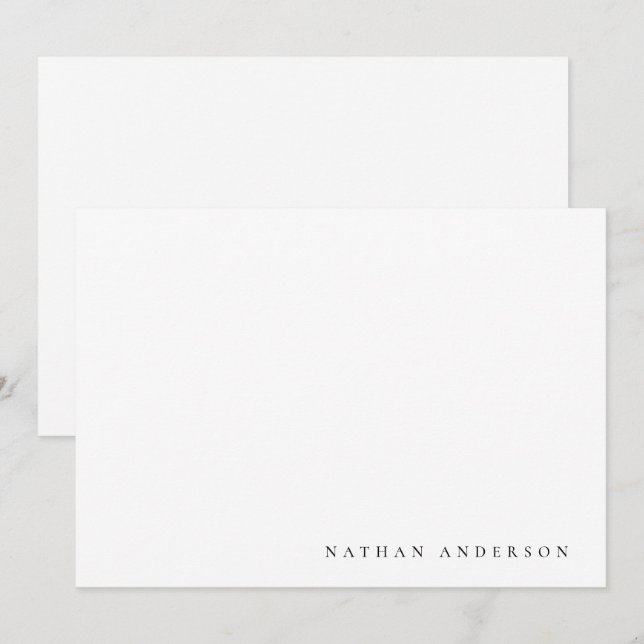Einfache Minimalistische Schwarz-weiße Korresponde Mitteilungskarte (Vorne/Hinten)