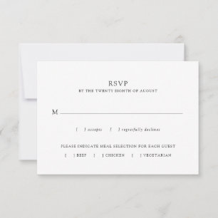 Einfache Minimalistische Schwarz-weiße Mahlzeiten RSVP Karte
