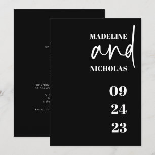 Einfache Minimalistische Schwarze Hochzeit Einladung