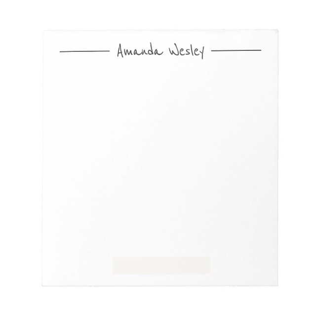 Einfache Minimalistische Schwarze Monogramm Vollst Notizblock (Vorderseite)