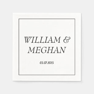 Einfache Minimalistische Schwarze Schrift Hochzeit Serviette