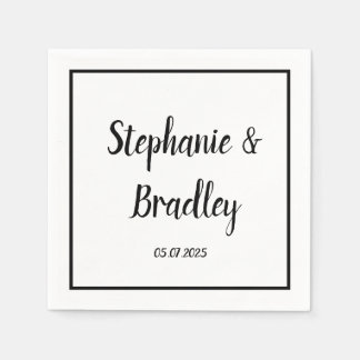 Einfache Minimalistische Schwarze Schrift Hochzeit Serviette
