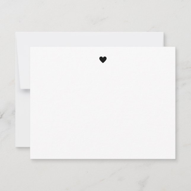 Einfache Minimalistische Schwarzherz-Geschichte Mo Mitteilungskarte (Vorderseite)