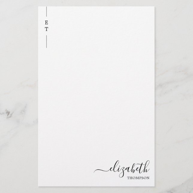 Einfache Minimalistische Schwarzweißmonogramm Briefpapier (Vorderseite)