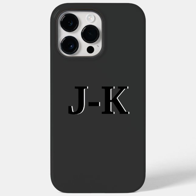 Einfache Minimalistische Schwarzweißmonogramm Case-Mate iPhone 14 Pro Max Hülle (Rückseite)