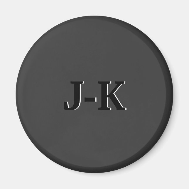 Einfache Minimalistische Schwarzweißmonogramm Magnet (Vorne)