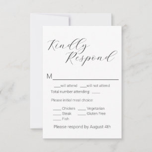 Einfache Minimalistische Script-Auswahl RSVP Karte