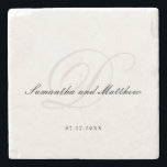 Einfache Minimalistische Script-Hochzeit Steinuntersetzer<br><div class="desc">Einfache Minimalistische Elegant Script Wedding Monogram Stone Untersetzer</div>
