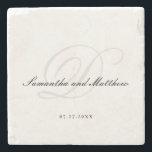 Einfache Minimalistische Script-Hochzeit Steinuntersetzer<br><div class="desc">Einfache Minimalistische Elegant Script Wedding Monogram Stone Untersetzer</div>