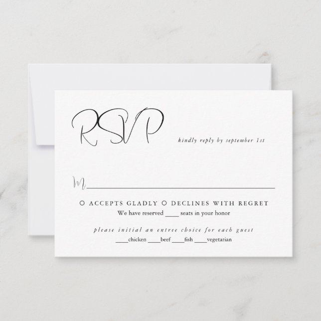 Einfache Minimalistische Script Moderne Hochzeit RSVP Karte (Vorderseite)