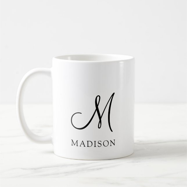 Einfache Minimalistische Script Monogram Kaffeetasse (Links)