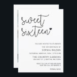 Einfache Minimalistische Script Sweet 16 Geburtsta Einladung<br><div class="desc">Einfache Minimalistische Script Sweet 16 Geburtstag Foto Einladung</div>