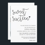 Einfache Minimalistische Script Sweet 16 Geburtsta Einladung<br><div class="desc">Einfache Minimalistische Script Sweet 16 Geburtstag Foto Einladung</div>