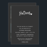 Einfache Minimalistische Script Sweet 16 Geburtsta Einladung<br><div class="desc">Einfache Minimalistische Script Sweet 16 Geburtstag Foto Einladung</div>