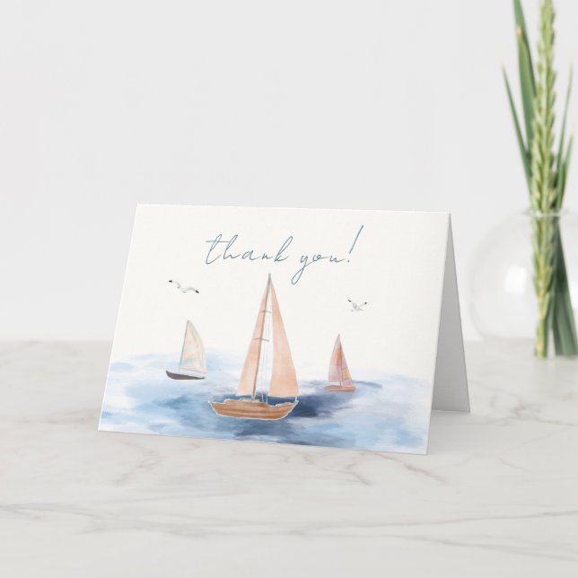 Einfache Minimalistische Segelboot Babydusche Dankeskarte (Vorderseite)
