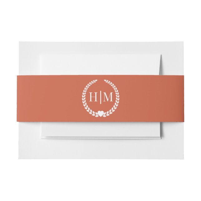 Einfache Minimalistische Siena Orange Monogramm Einladungsbanderole (Vorderseite Beispiel)