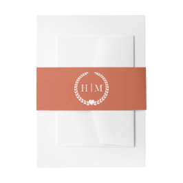 Einfache Minimalistische Siena Orange Monogramm Einladungsbanderole