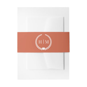 Einfache Minimalistische Siena Orange Monogramm Einladungsbanderole