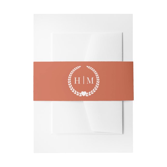 Einfache Minimalistische Siena Orange Monogramm Einladungsbanderole (Vorderseite Beispiel)