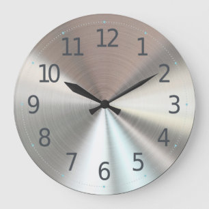 Einfache Minimalistische silberne metallische   Große Wanduhr