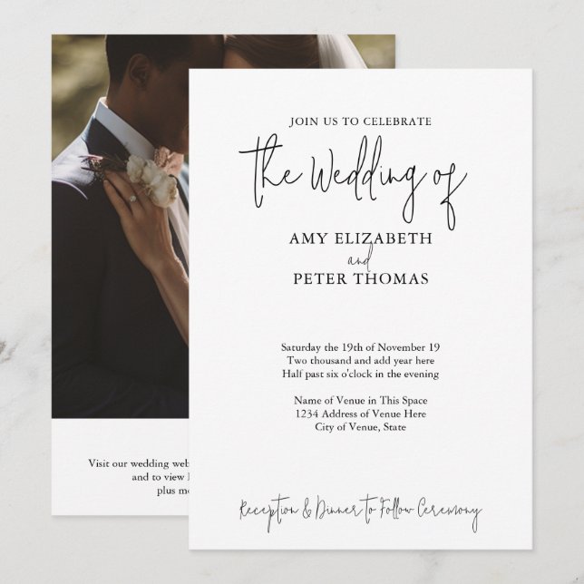 Einfache, Minimalistische Skripte - QR - BW Weddin Einladung (Vorne/Hinten)