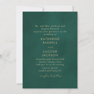 Einfache minimalistische Smaragdgrüne Hochzeit Einladung