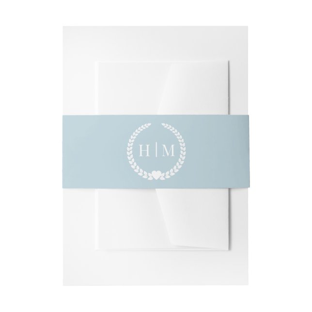 Einfache Minimalistische Soft Icy Blue Monogram We Einladungsbanderole (Vorderseite Beispiel)