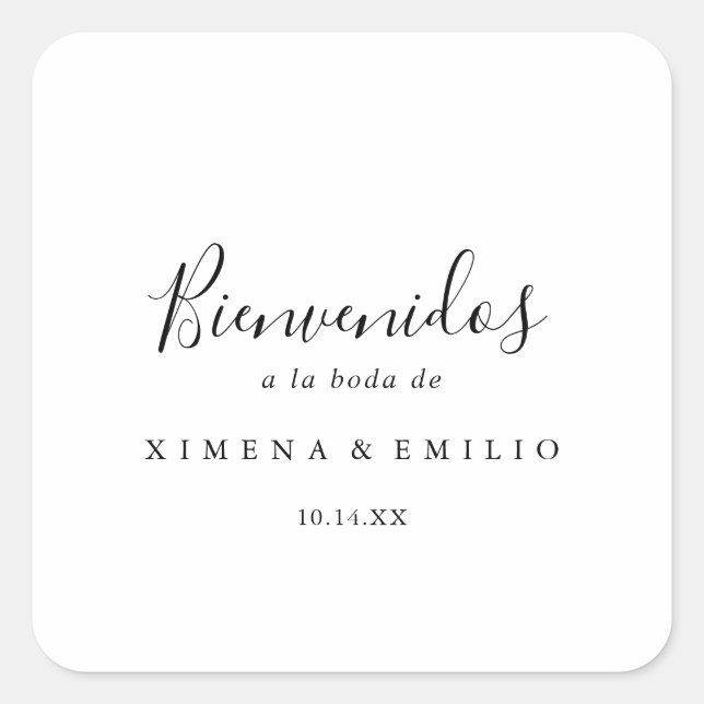 Einfache Minimalistische spanische Hochzeit Quadratischer Aufkleber (Vorderseite)