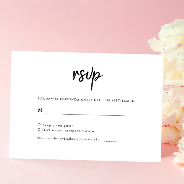 Einfache Minimalistische Spanische Hochzeit RSVP Karte (Von Creator hochgeladen)