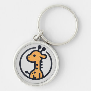 Einfache minimalistische süße Giraffe in einem Kre Schlüsselanhänger