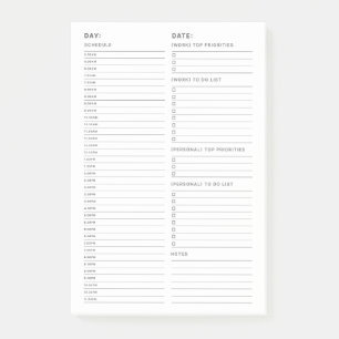 Einfache Minimalistische Tagesliste Post-it Klebezettel