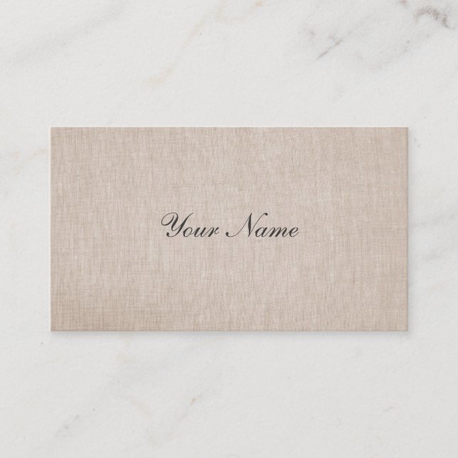 Einfache minimalistische Tan Beige Linen Visitenkarte (Vorderseite)