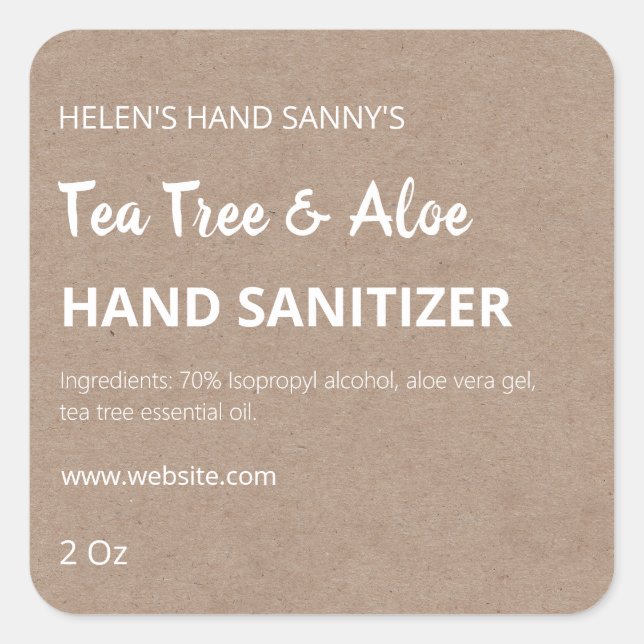 Einfache Minimalistische Tee-Tree-Hand-Hygieneetik Quadratischer Aufkleber (Vorderseite)
