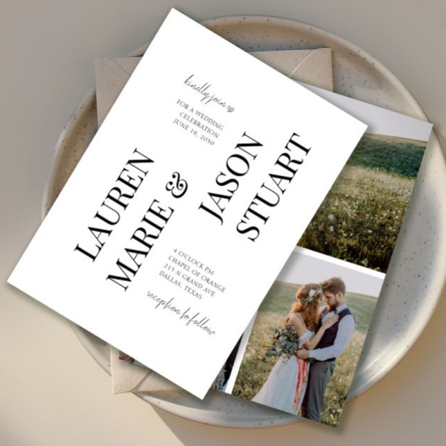 Einfache Minimalistische Typografie Black Wedding  Einladung (Von Creator hochgeladen)